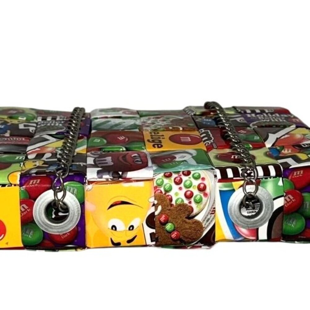 Handmade M&Ms Candy Wrapper Crossbody Bag With Chain Strap - Picture 8 of 10